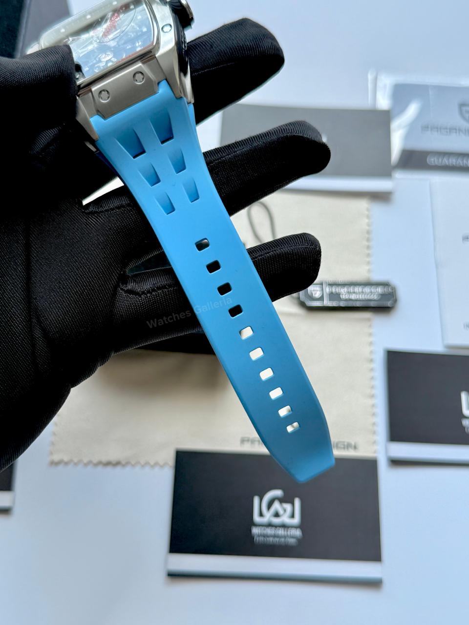 Pagani Design PDYS018 Ice Blue Tonneau Skeleton Silver Ice Blue Automatic Watch | Sapphire Crystal | SX5021 Movement | 50M Waterproof | Pakistan