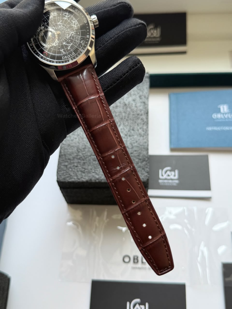 OBLVLO GC (Brown Silver Black) Grand Complications Celestial Automatic Watch Brown & Black Dial with Rose Gold Details, Moving Constellation & Earth Display – OBLVLOGC | Oblvlo