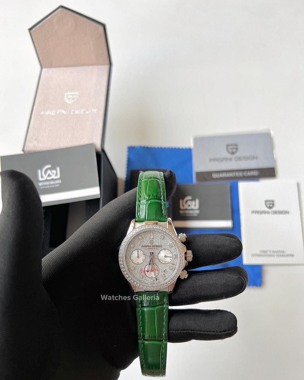 Pagani Design Daytona Stones Quartz Unisex (Green) PD1730