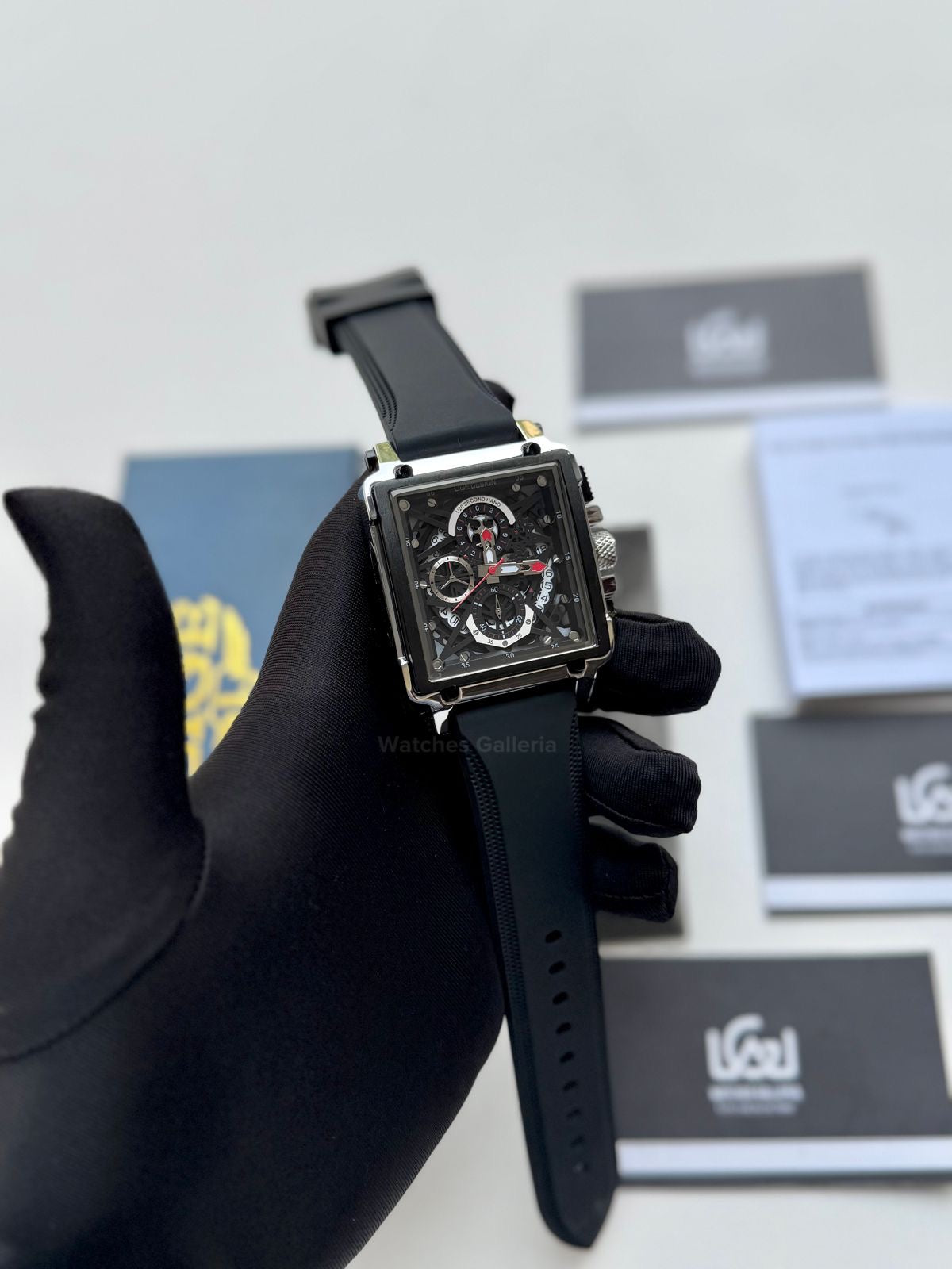 Lige Watch LG8935 Square Chronograph (Silver/Black) Lige Watch Pakistan