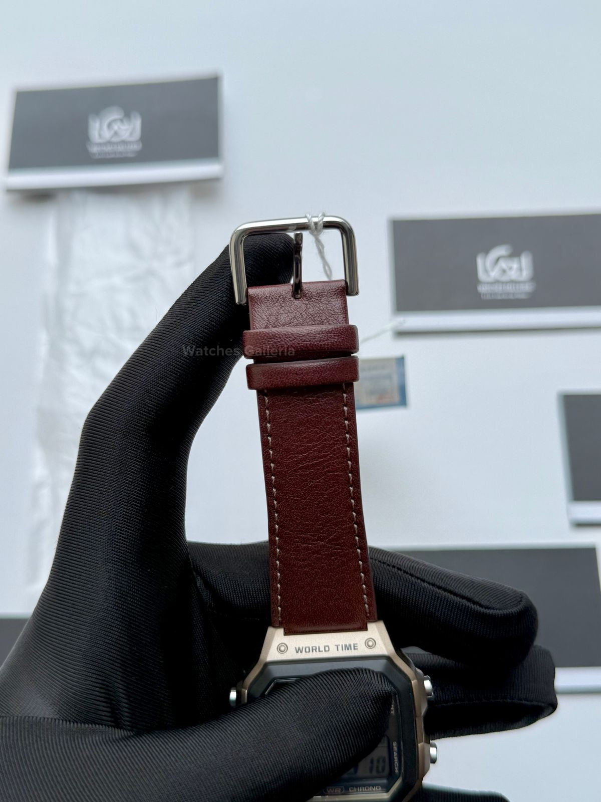 Casio AE-1200WHL-5AVDF World Time Digital Watch Brown Leather Strap 100M Water Resistant – 10 Year Battery