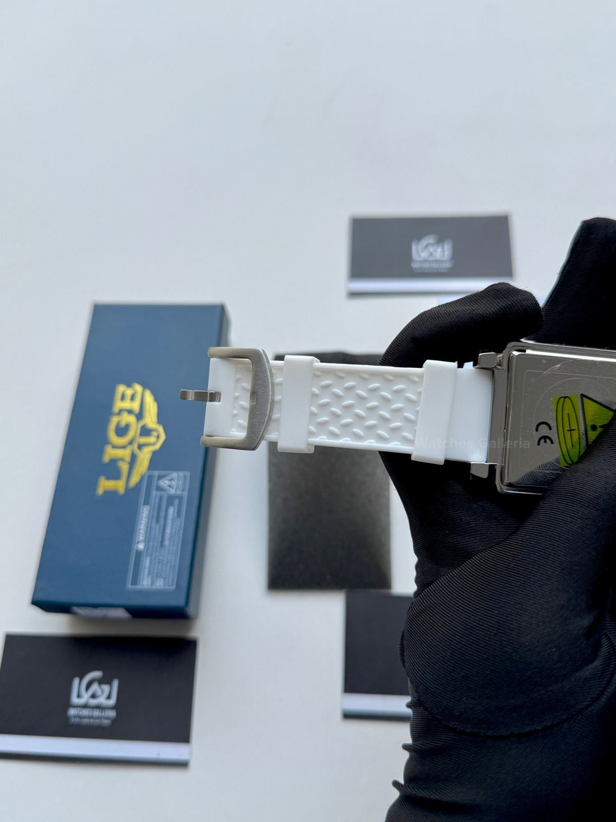 Lige Watch LG8935 Square Chronograph (Silver/White) Lige Watch Pakistan