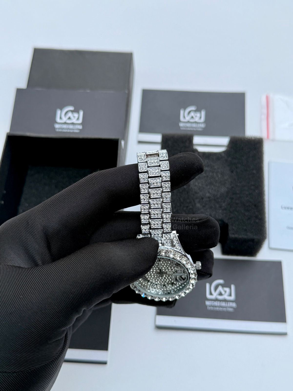 Miss fox 3035 Iced Out Royal Oak Ladies Watch Quartz (Silver)