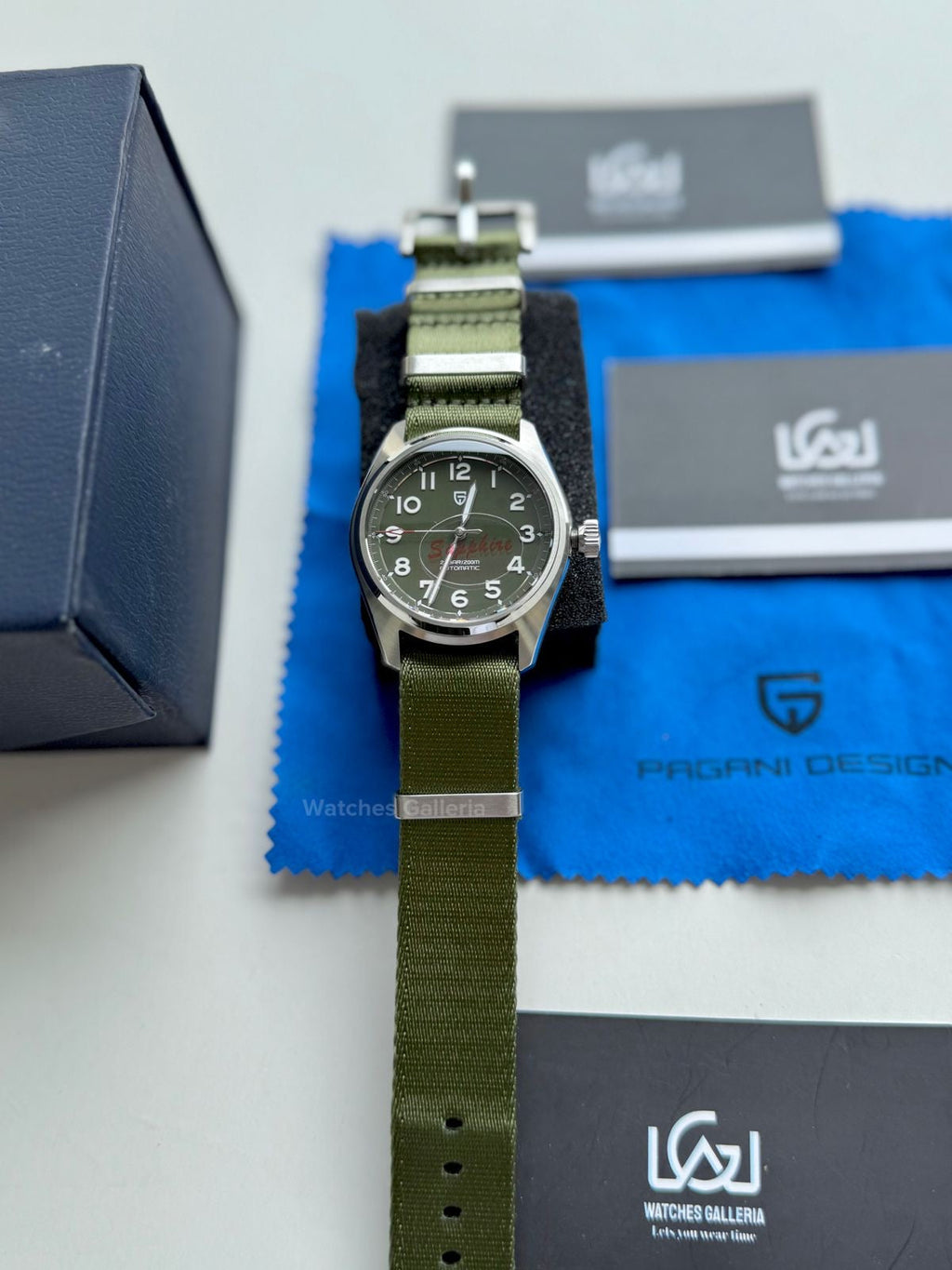 Pagani Design Spirit Pilot Automatic (Green-Nylon Bracelet) PD1717 Watches Galleria