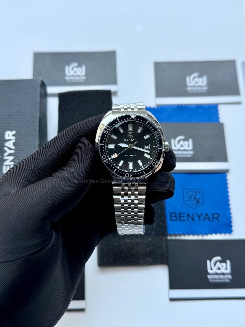 Benyar BY5211 Turtle Automatic Black Dial Luxury Men’s Watch in Pakistan – Stainless Steel Automatic Watch
