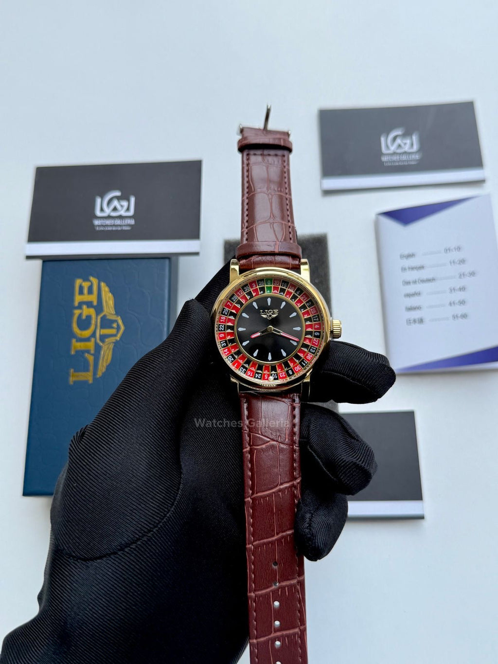 Lige Casino Watch Quartz (Brown-Yellow Gold) LG89161 Watches Galleria