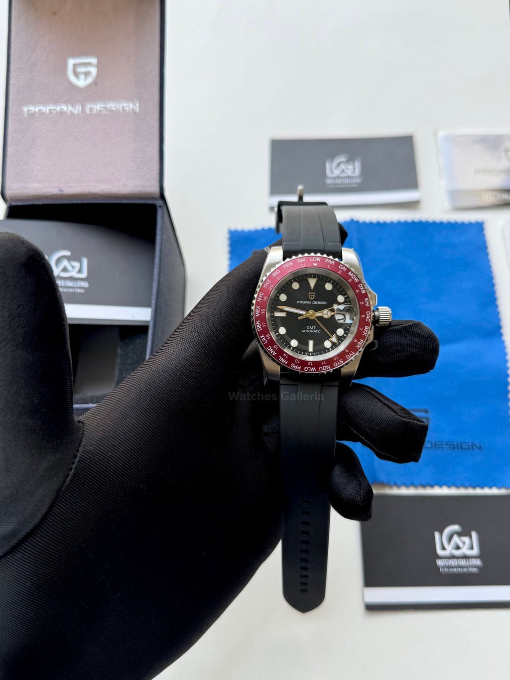 Pagani Design PD1758 World Time GMT Automatic (Red) | Pagani Design Pakistan | PD-1758