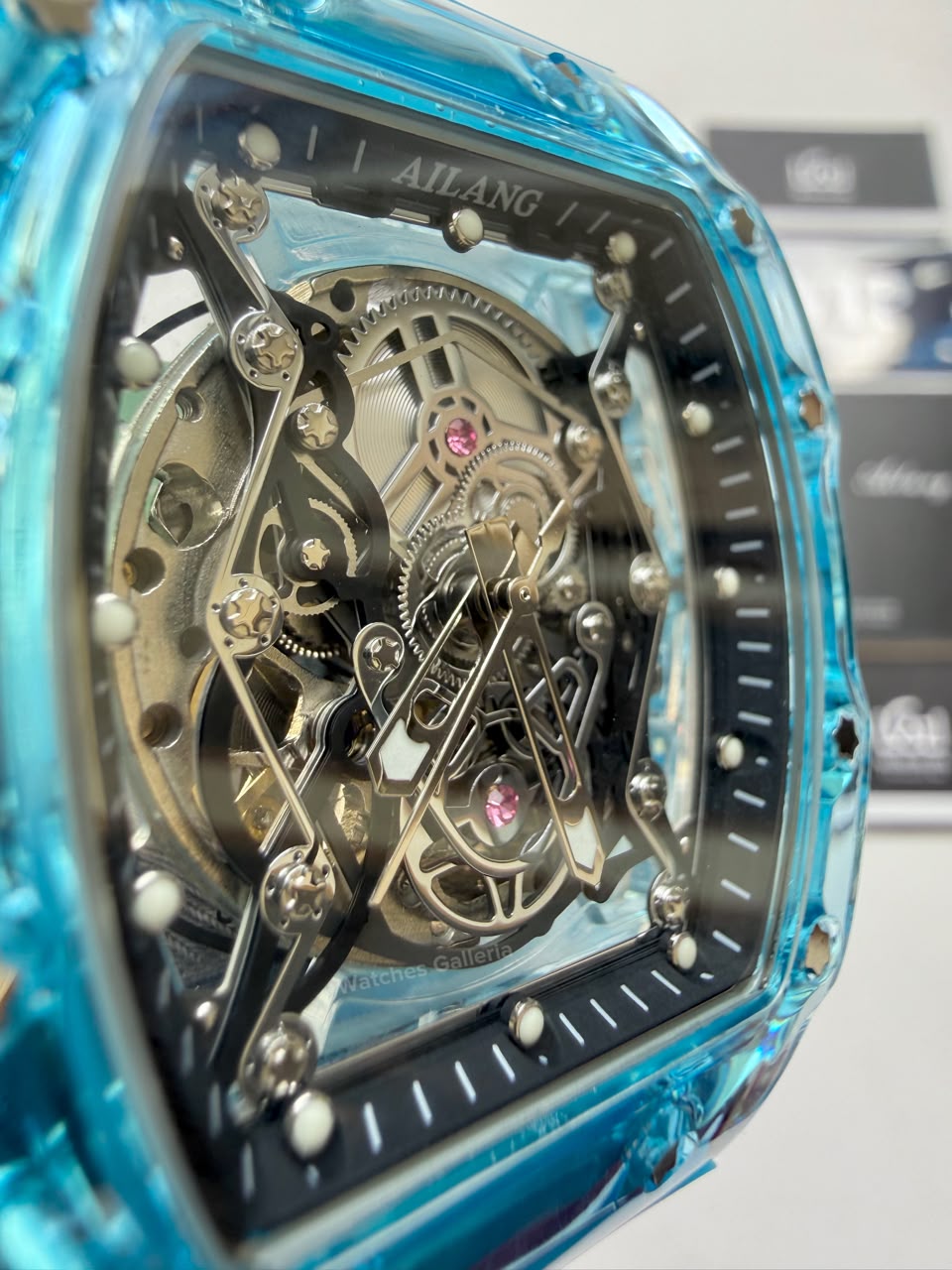 Ailang 8109 Skeleton Watch for Men White Blue Automatic Mechanical Watch Original Ailang Watch Pakistan