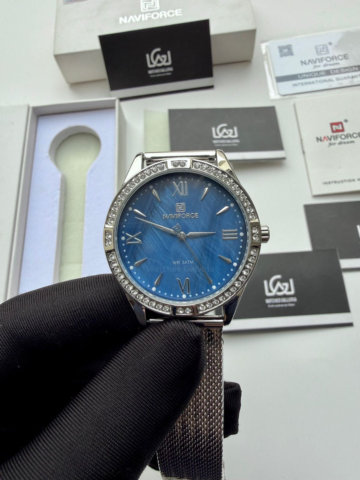 Naviforce NF5028 Blue Classic Stones Quartz Watch (Unisex) Naviforce Watch Pakistan