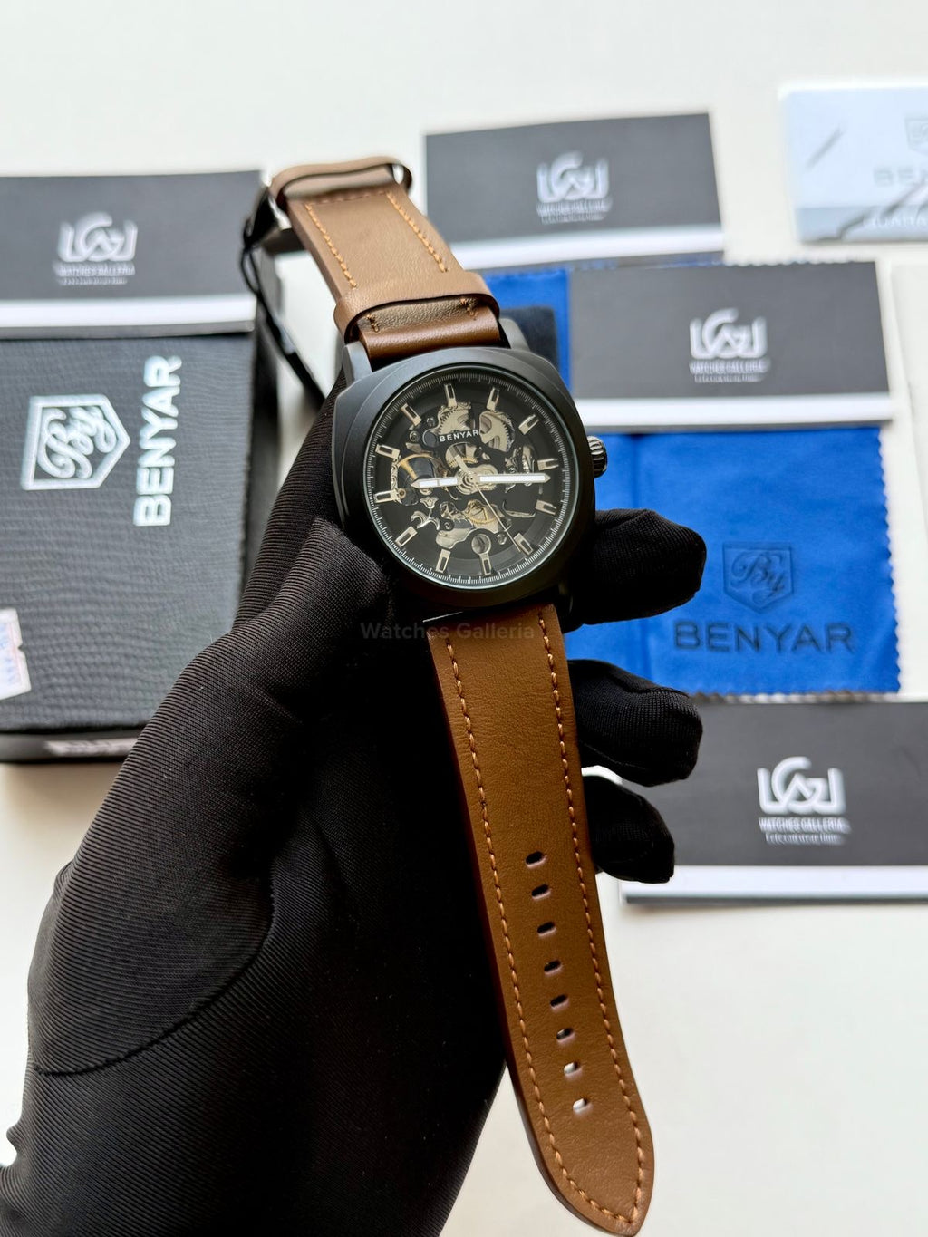 Benyar BY5121 Skeleton Automatic Watch (Black Brown) Benyar in Pakistan