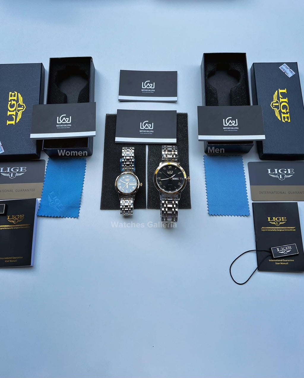 Lige Date Day Couple Watch (Gold/Black) Lige9846 Lige10007L