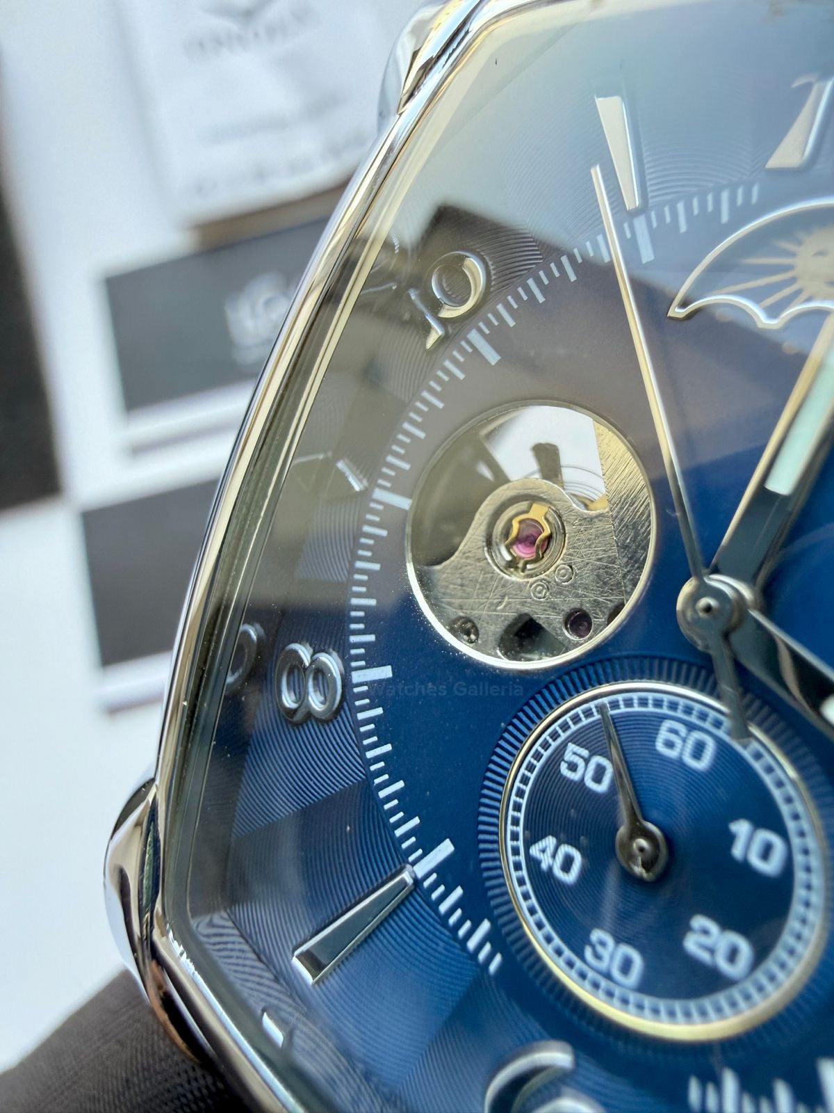 Onola 6848 Square Moonphase Open heart Automatic (Blue) Onola Watch in Pakistan