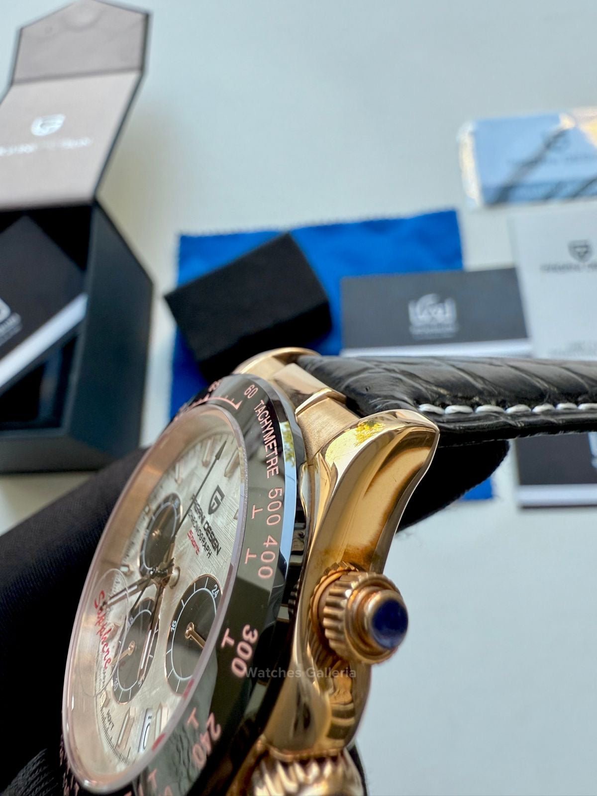 Pagani Design Daytona Quartz PD1664 Crocodile Leather Strap (Rose Gold Metorite) Pagani Design in Pakistan