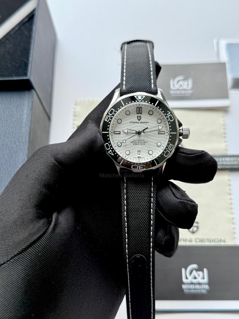 Pagani Design PD1685 Seamaster Diver White Automatic Watch – 200M Sapphire Crystal NH35A/Miyota Luxury Dive Watch in Pakistan | Watches Galleria