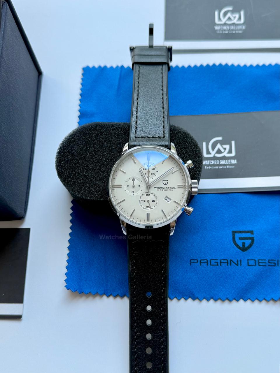 Pagani Design PD2720K Pilot Watch Silver SS | Flight Chronograph 46.5mm Seiko VK67 Mecha Quartz Leather Strap