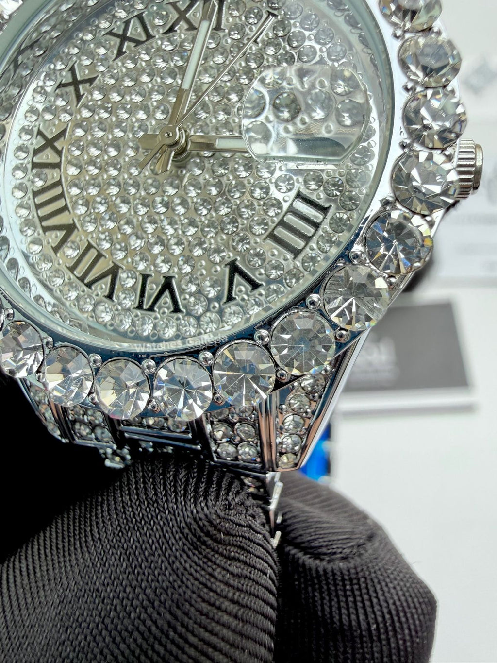 Miss fox 3035 Iced Out Royal Oak Ladies Watch Quartz (Silver)
