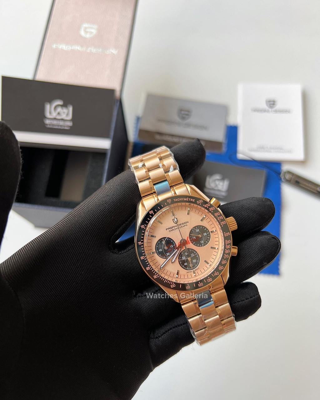 Pagani Design SpeedMaster MoonWatch Quartz (Gold/Black) PD1701 “DISCONTINUED”