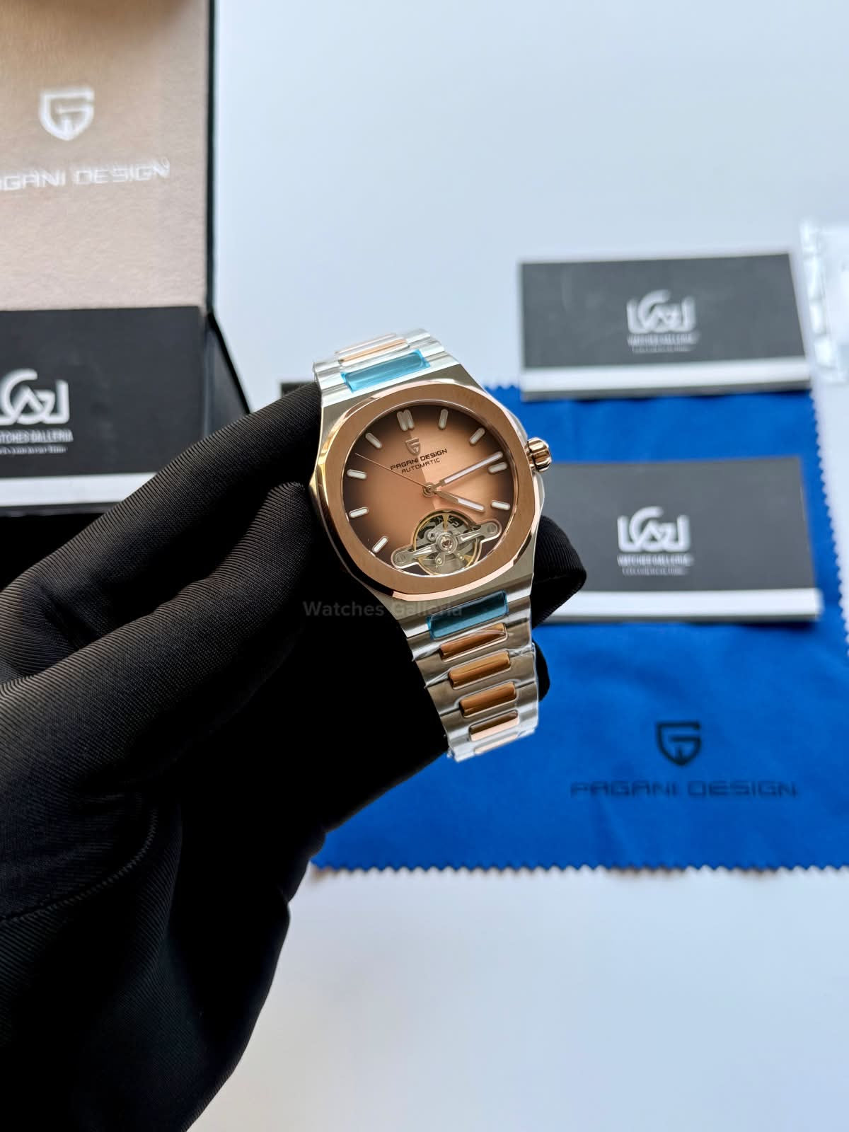 Pagani Design PDys025 Nautilus Flywheel Rose Gold 42mm Automatic Watch – Sapphire Crystal | E3251 Movement | 5ATM