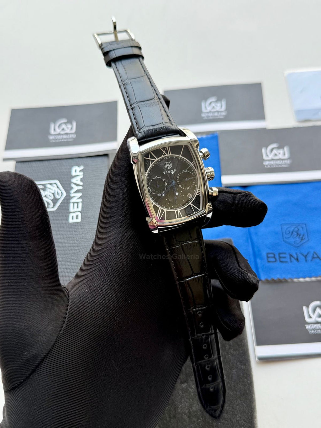 Benyar BY5113 Square Chronograph (Black/Silver) Benyar Watch Pakistan