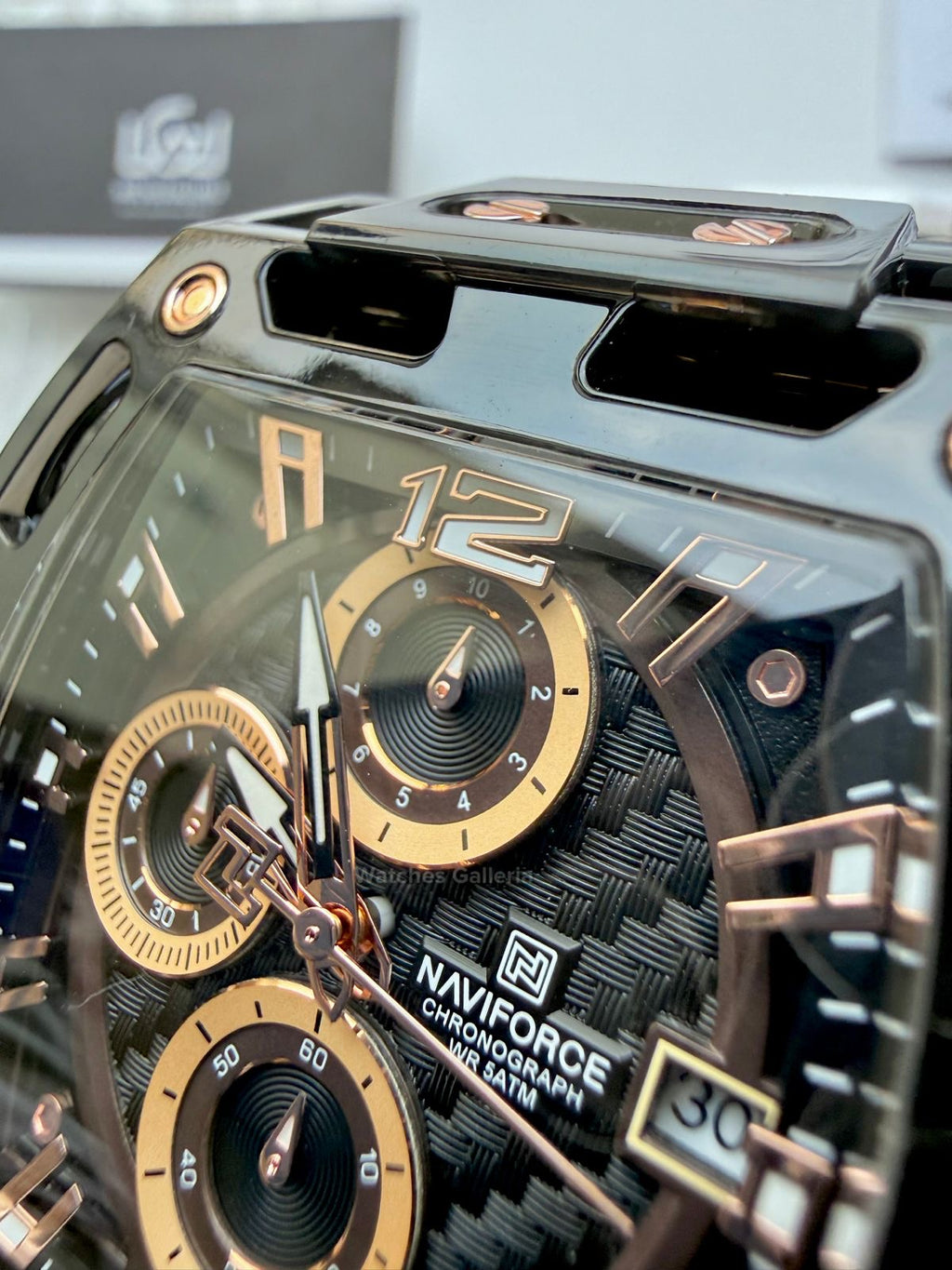 Naviforce NF7105 Tonneau (Black/Rose Gold) Naviforce Watch Pakistan