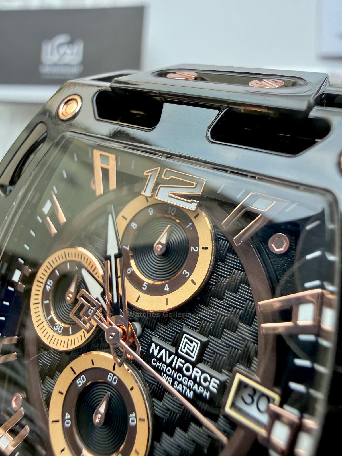 Naviforce NF7105 Tonneau (Black/Rose Gold) Naviforce Watch Pakistan