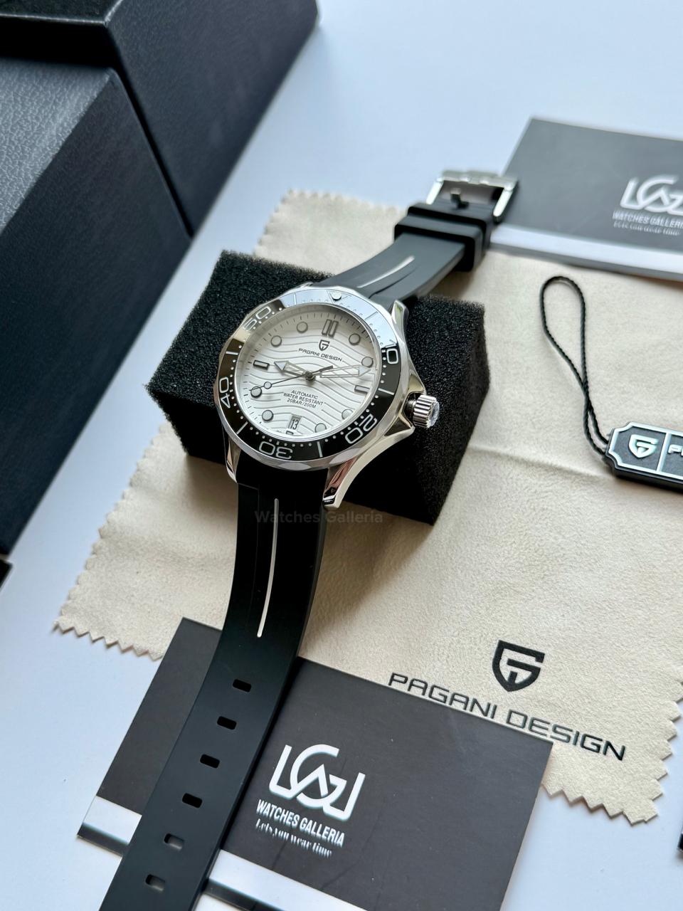 Pagani Design PD1685 Silicon Seamaster Diver White Automatic Watch – 200M Sapphire Crystal NH35A/Miyota Luxury Dive Watch in Pakistan | Watches Galleria