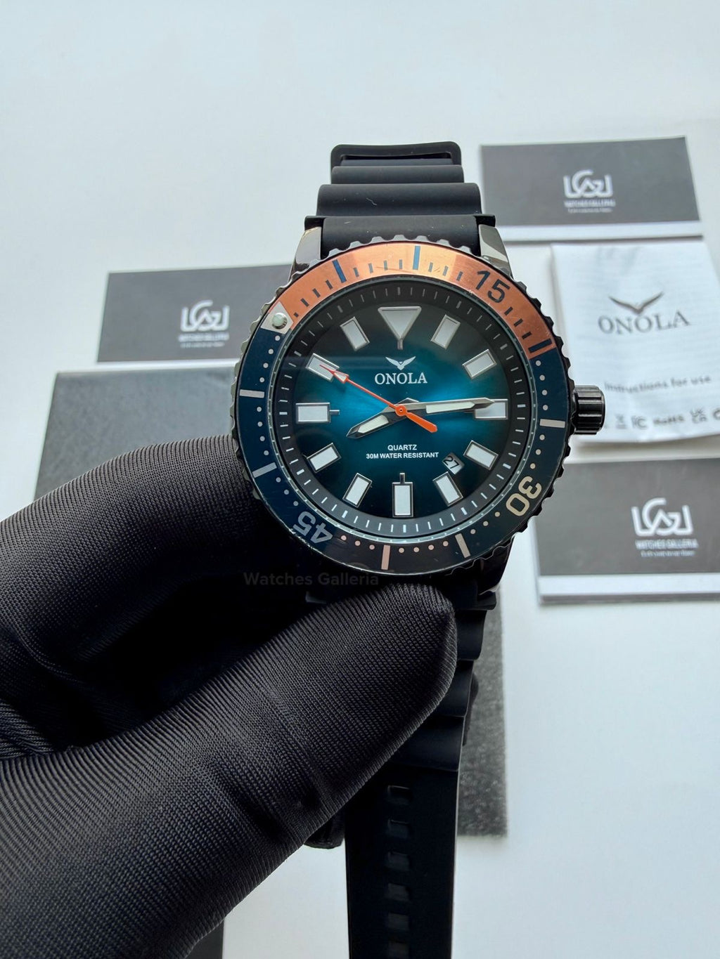 Onola 3850 Sports Diving Style Quartz (Black/Orange) Onola Pakistan