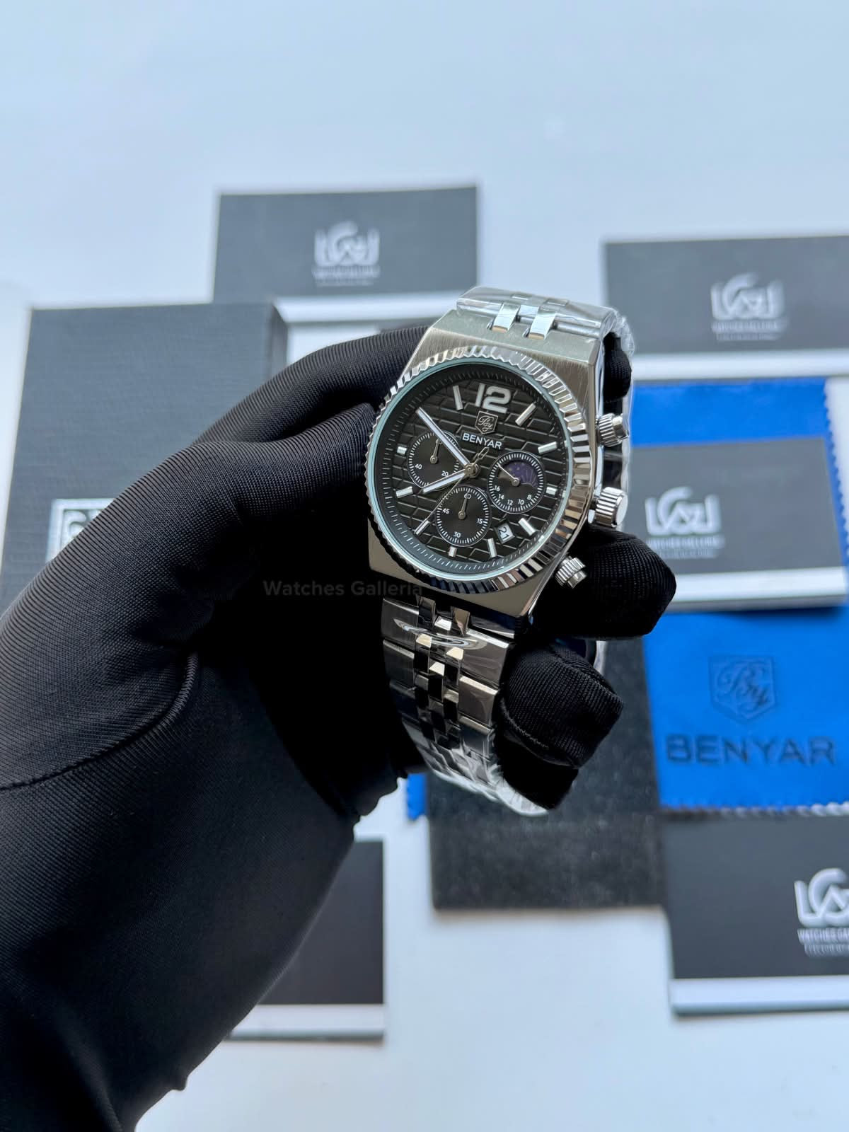 Benyar BY5225 Land Dweller Chronograph Black Dial Luxury Men’s Watch in Pakistan – Japanese Quartz Stainless Steel Watch