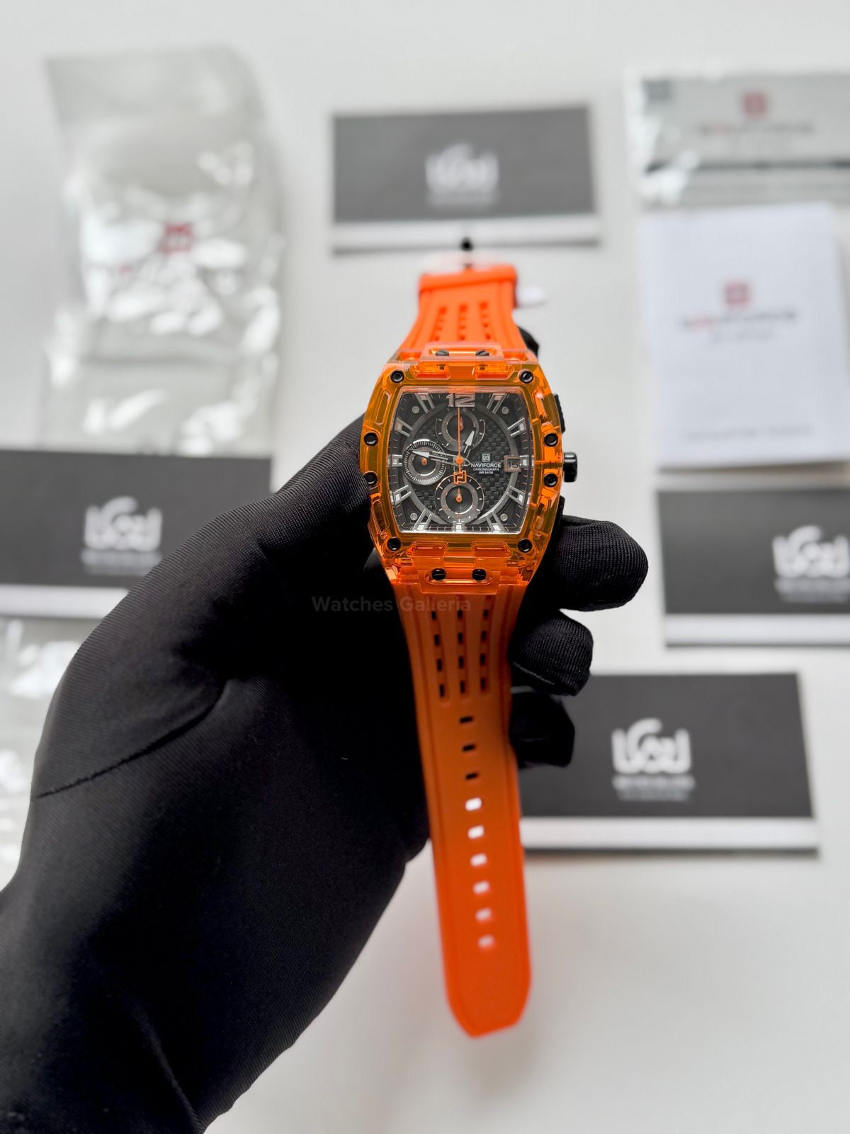 Naviforce NF7105 Tonneau Watch (Orange) Naviforce Watch in Pakistan