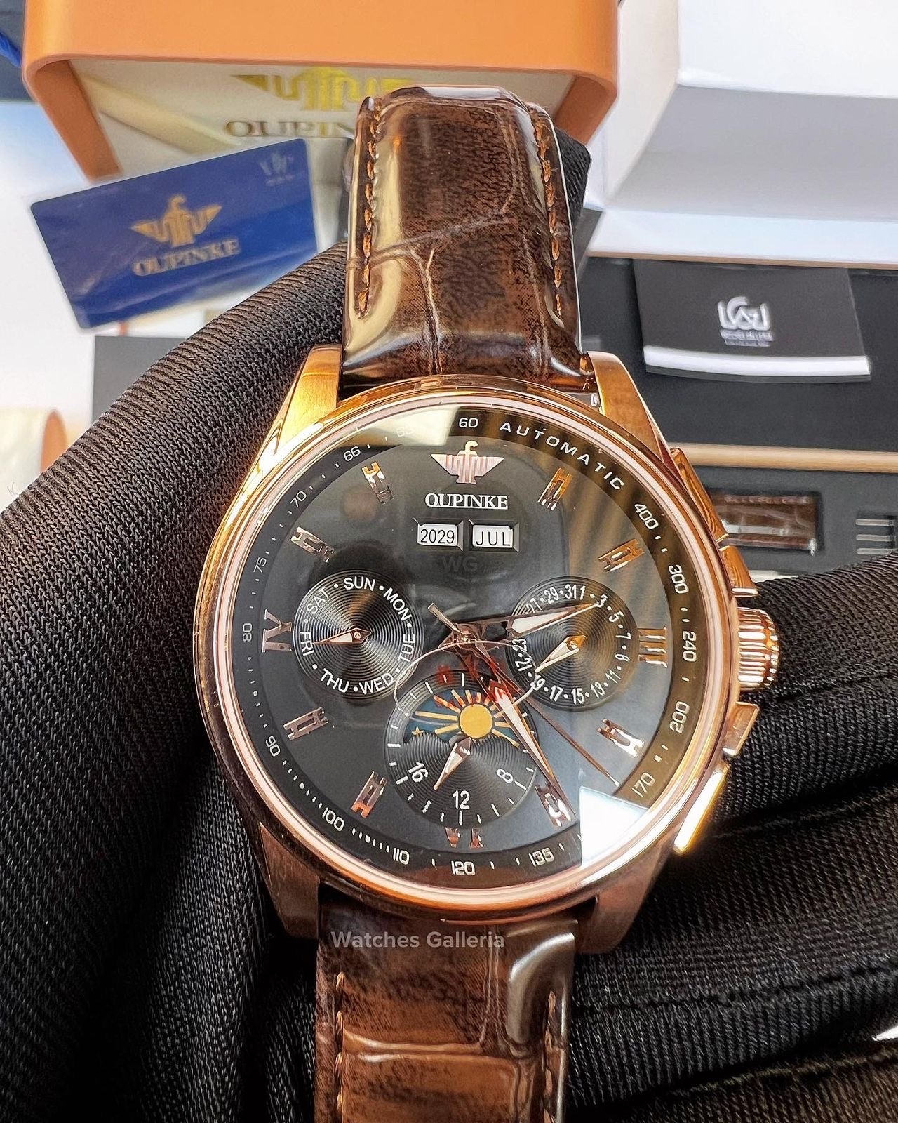 Oupinke Calendar Moonphase Automatic (Brown) 3189