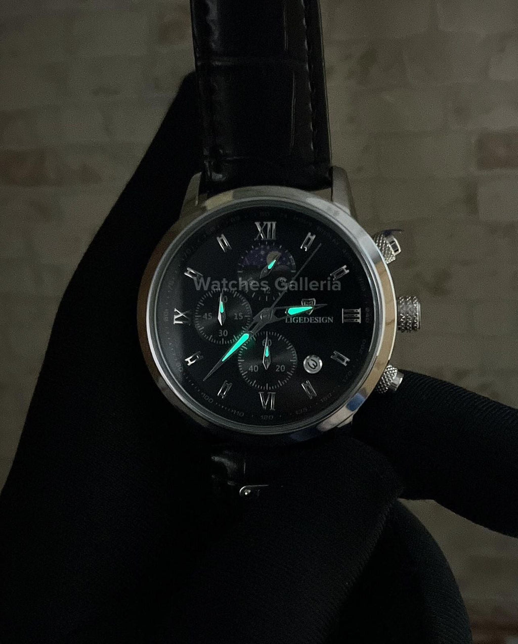 Lige Classic Moonphase (Black) LG8953 Watches Galleria