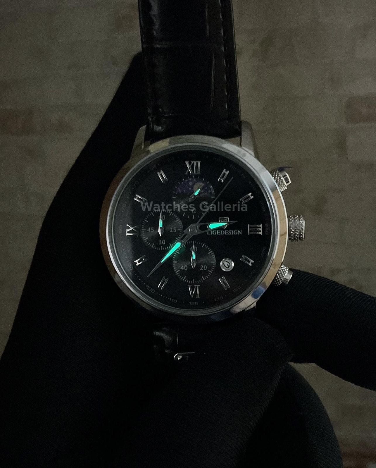 Lige Classic Moonphase (Black) LG8953 Watches Galleria