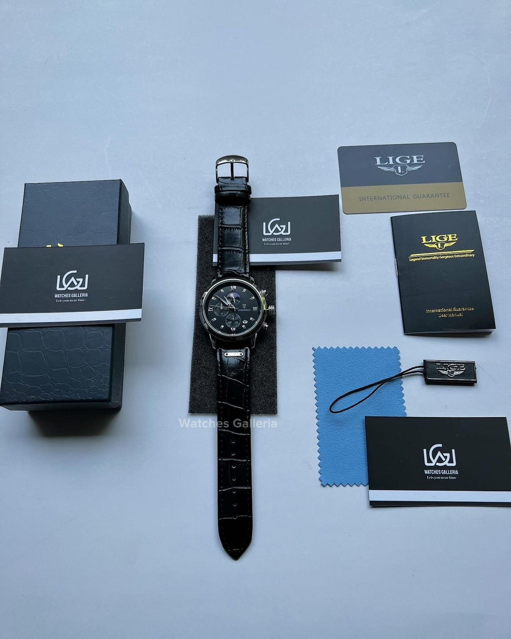 Lige Classic Moonphase (Black) LG8953 Watches Galleria