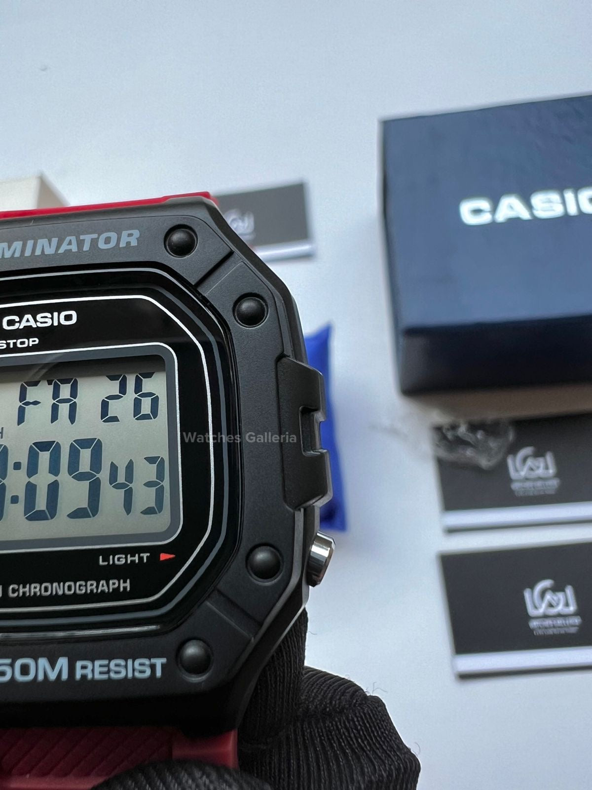 Casio Sports Digital Watch Red Exclusive (White Display) W218H Watches Galleria