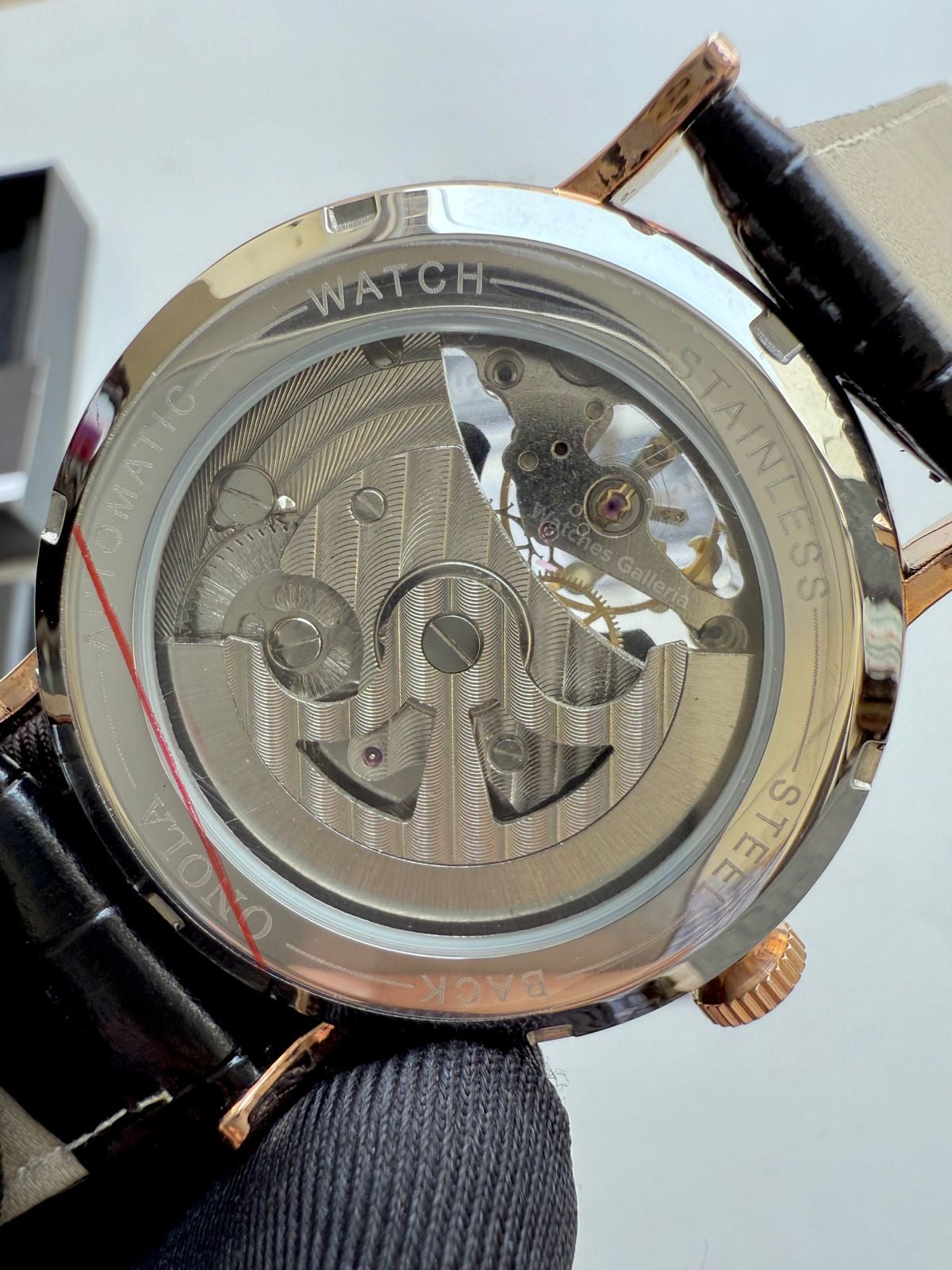 Onola Moonphase Flywheel Skeleton Watch Automatic (Black-Rose Gold) ON6836 Watches Galleria