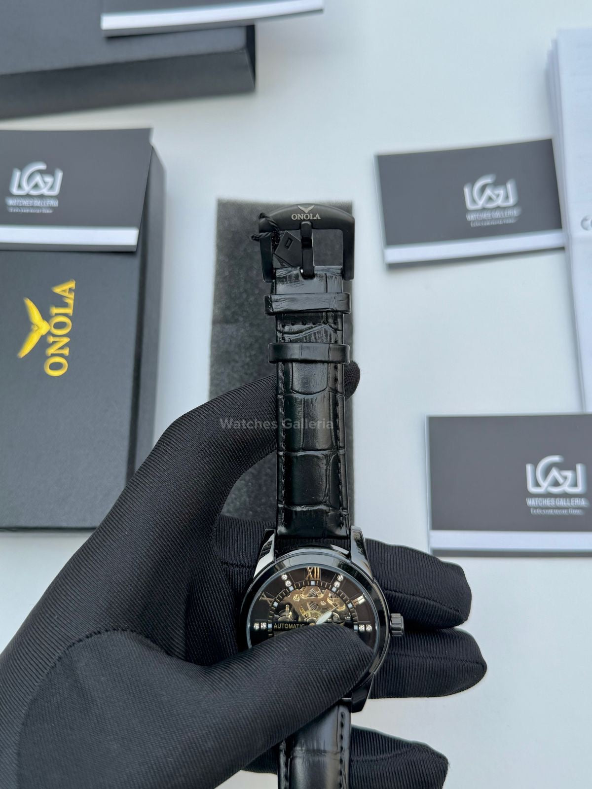 Onola Skeleton Watch Automatic (Black) ON3861 Watches Galleria