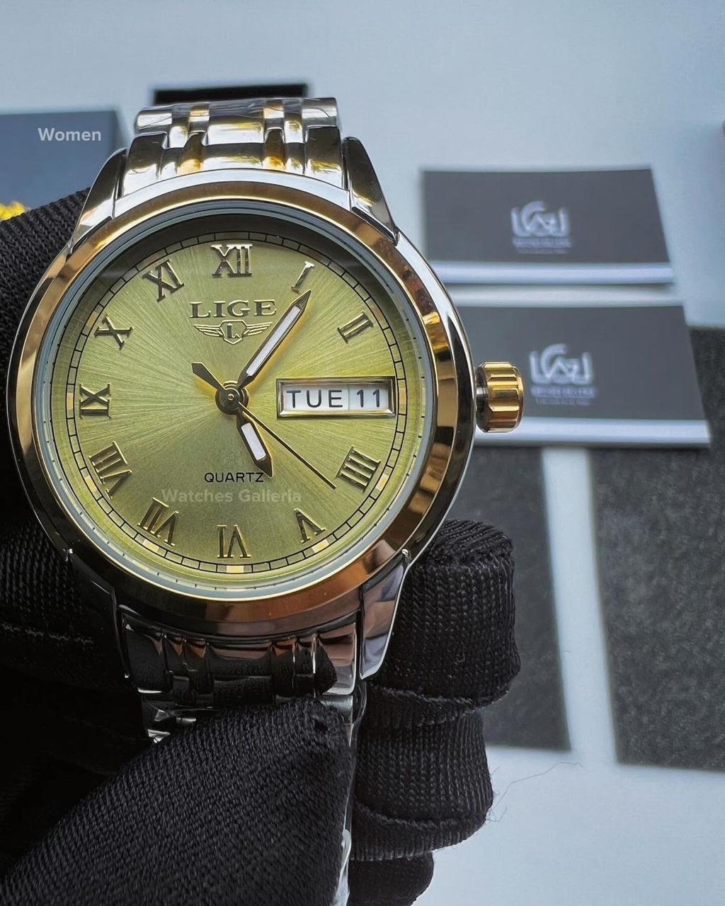 Lige Date Day Couple Watch (Gold) Lige9846 Lige10007L