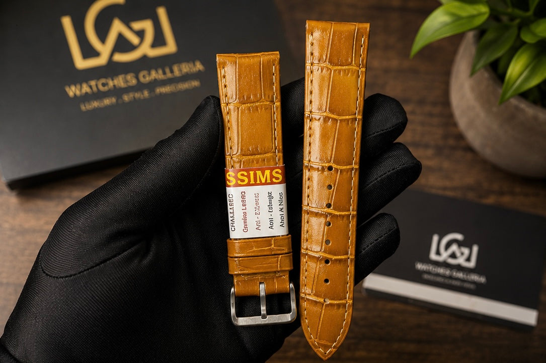 18mm | 20mm | 22mm Premium Leather Watch Strap – Elegant Mustard Color