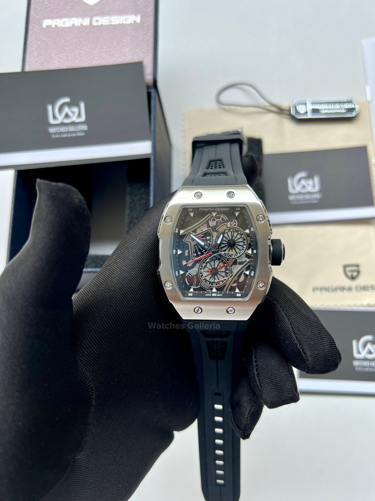 Pagani Design Tonneau Quartz (Black/Silver) PDys012 Watches Galleria