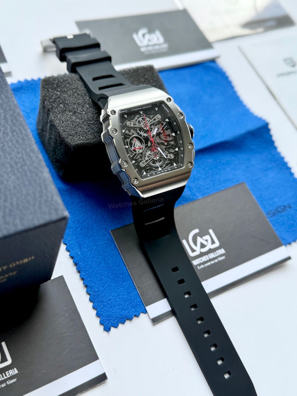 Pagani Design PDys011 Tonneau Chronograph Quartz Watch (Black/Black) - Sapphire Crystal | Japan Epson YM92 | 100% Original in Pakistan