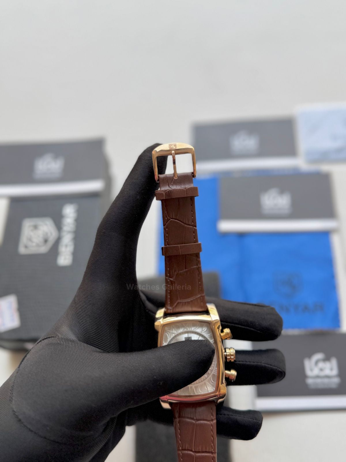 Benyar BY5113 Square Chronograph (Brown/White Rose Gold) Benyar Watch Pakistan