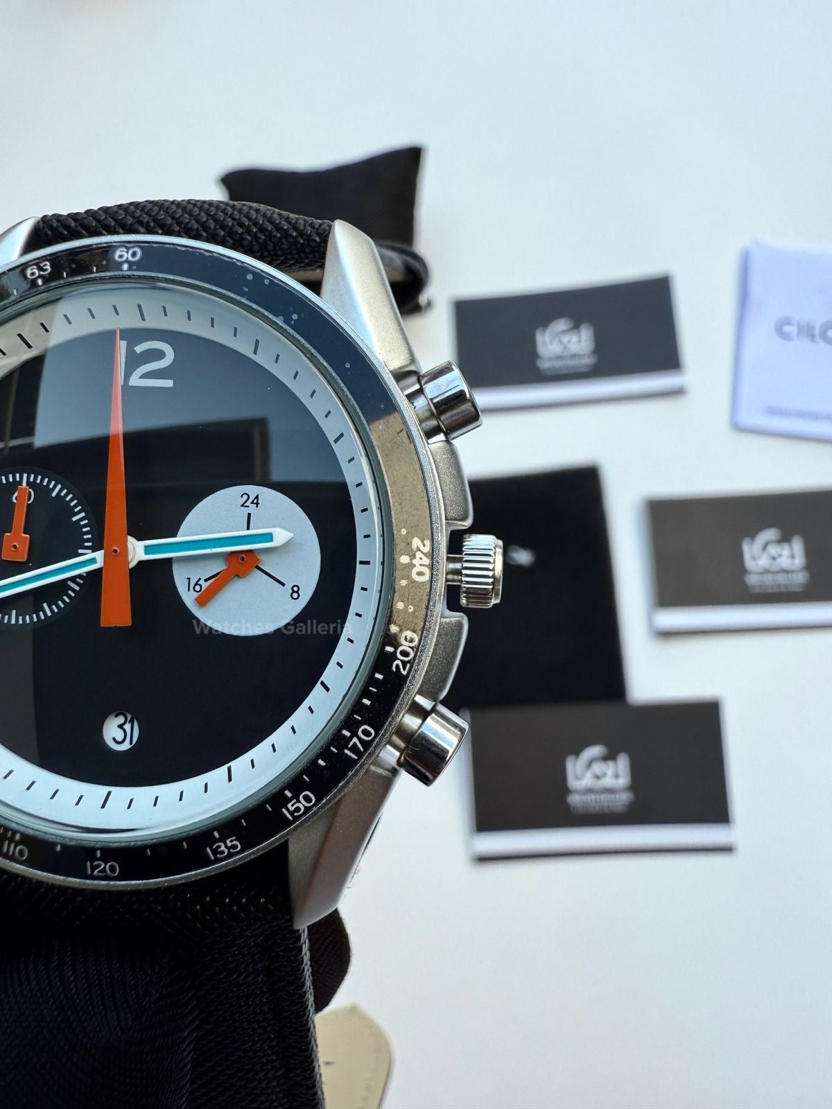 Ciloa Chronograph Leather Quartz (Black) ciloa507 Watches Galleria