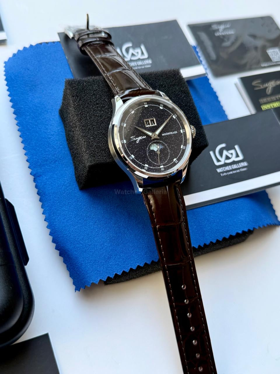 Sugess S401B Brown Leather Moonphase Watch in Pakistan – Luxury Men’s Automatic Mechanical Watch with Starry Sky Dial