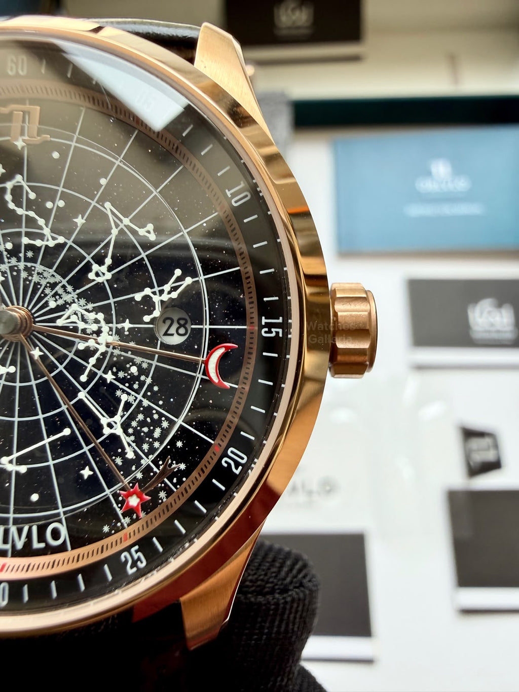 OBLVLO GC (Black Rose Gold) Grand Complications Celestial Automatic Watch Brown & Black Dial with Rose Gold Details, Moving Constellation & Earth Display – OBLVLOGC | Oblvlo
