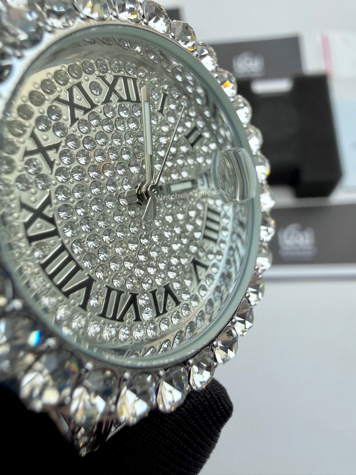 Miss fox 3035 Iced Out Royal Oak Ladies Watch Quartz (Silver)