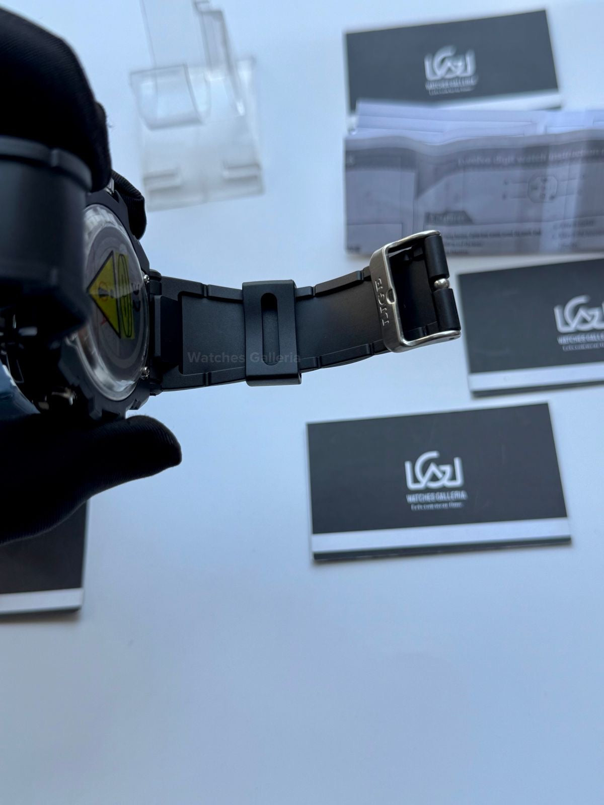 Lige 8922 Sports Watch Silver Black 45mm Dual Display Analog Digital LED Alarm Waterproof 50M Silicone Strap Men’s Watch