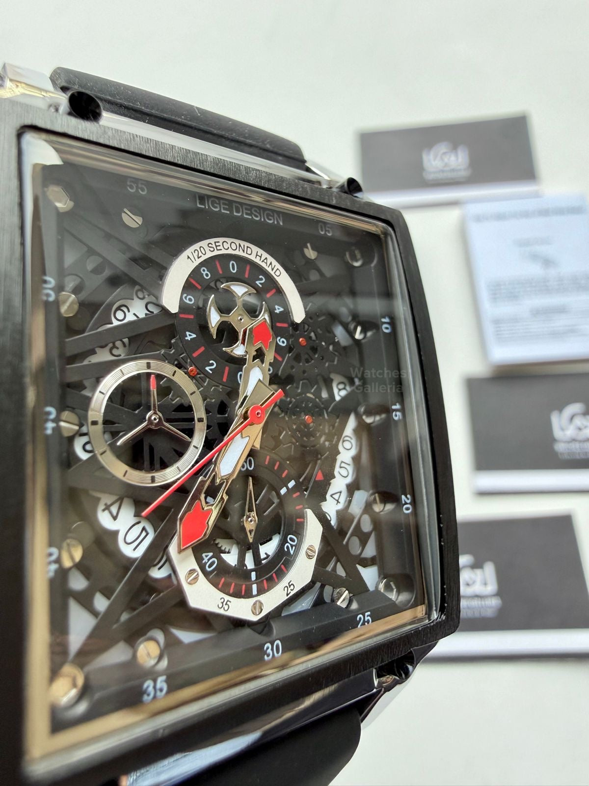 Lige Watch LG8935 Square Chronograph (Silver/Black) Lige Watch Pakistan