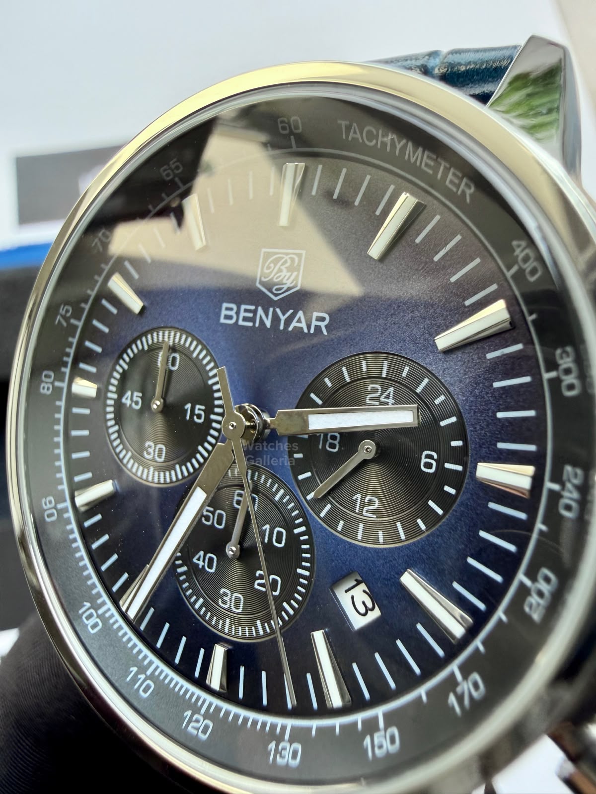 Benyar BY5213 Blue Men’s Luxury Quartz Leather Strap Watch – Waterproof Stainless Steel Analog Wrist Watch with Luminous Hands | Original Benyar Pakistan | Watches Galleria