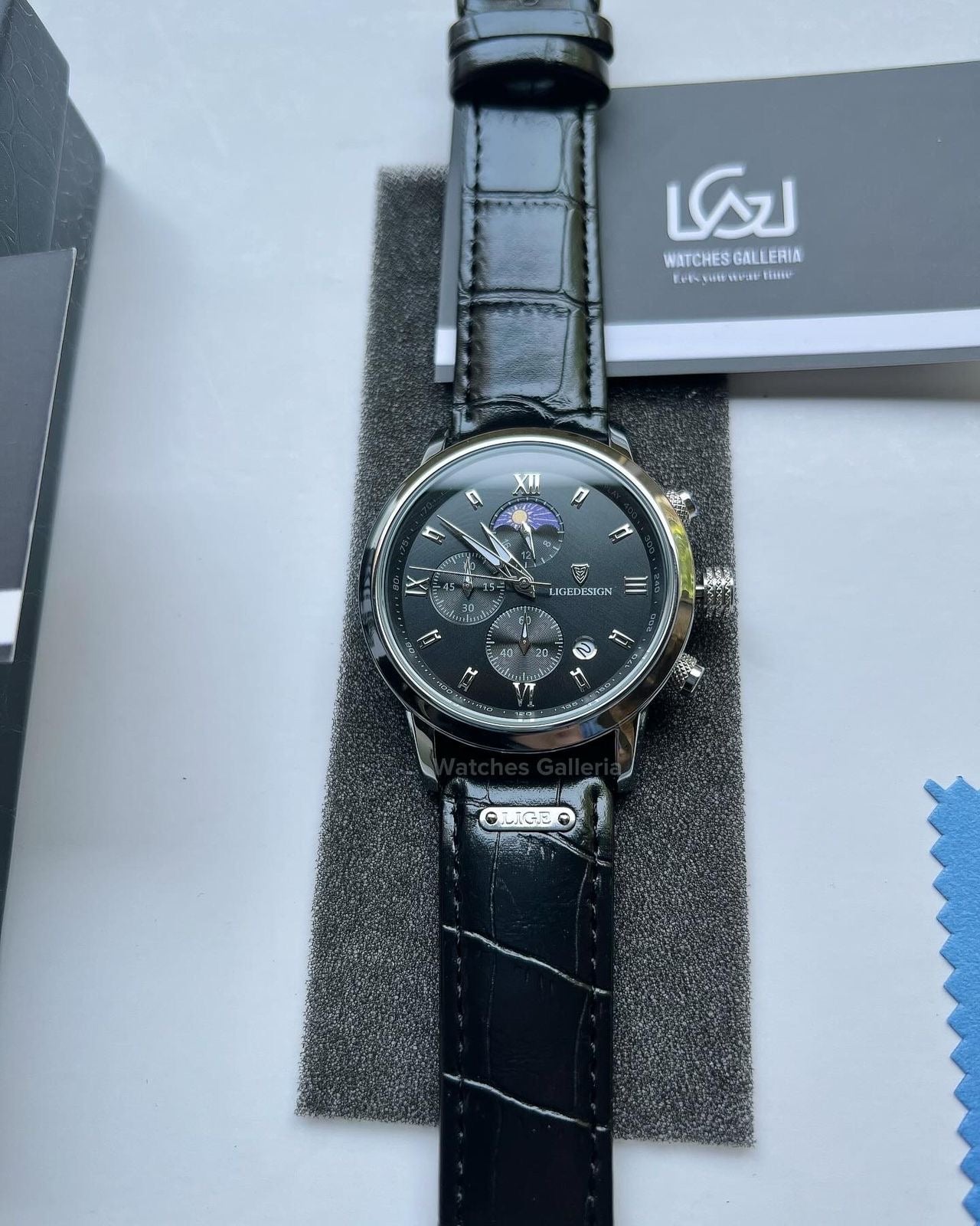 Lige Classic Moonphase (Black) LG8953 Watches Galleria