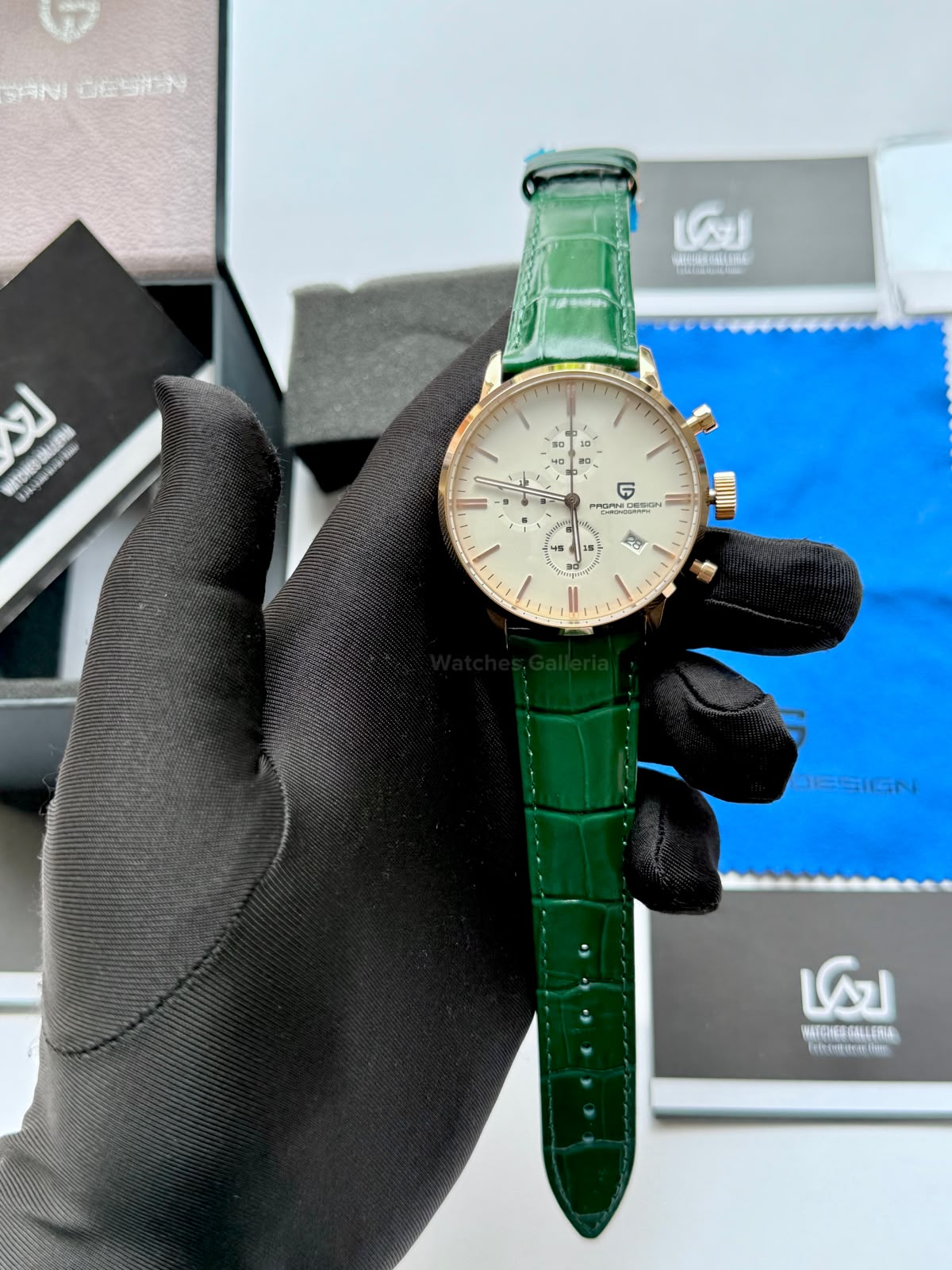 Pagani Design PD2720K | Green Rose Gold White | Flight Chronograph Limited Edition Blue Rose Gold White Quartz Watch